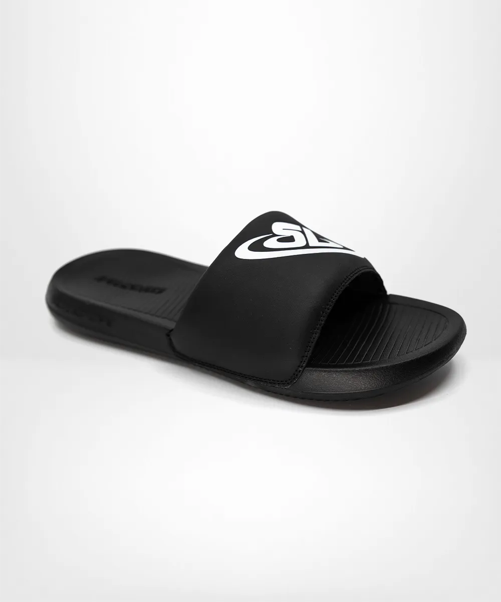 ScrapLife Sport Slides - Black With White Logo Wrestling Shoes