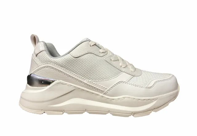 Skechers scarpa sneakers da donna con rialzo al tallone  Rovina Clean Sheen 155046/WHT bianco