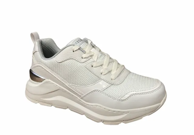 Skechers scarpa sneakers da donna con rialzo al tallone  Rovina Clean Sheen 155046/WHT bianco