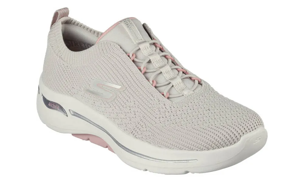 Skechers Womens Go Walk Arch Fit Crystal Waves Taupe Pink