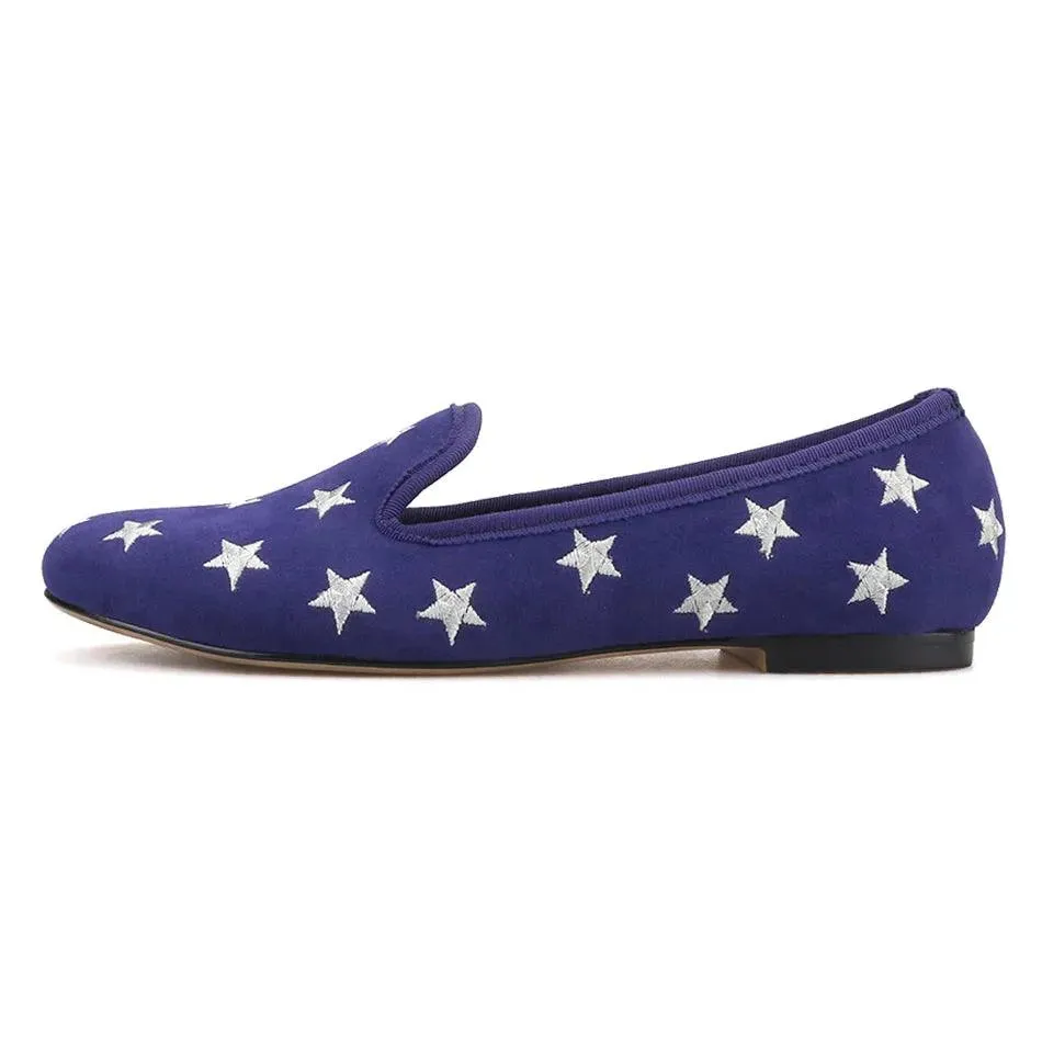 Starry Night Velvet Women Loafers