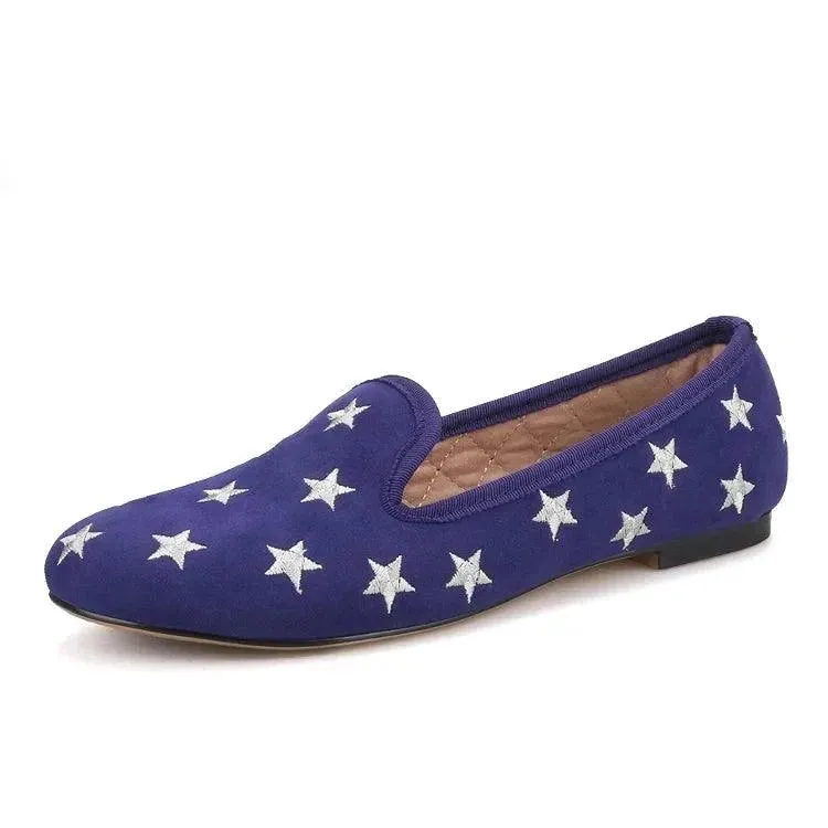 Starry Night Velvet Women Loafers