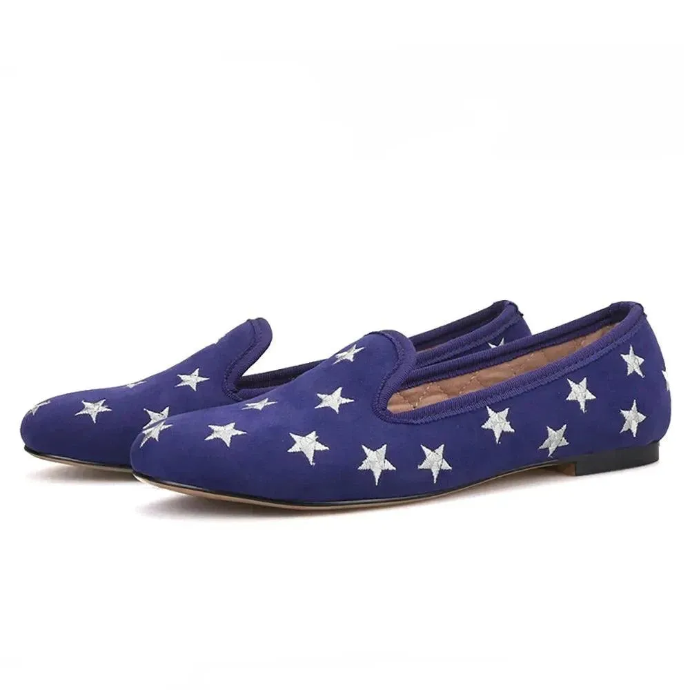 Starry Night Velvet Women Loafers