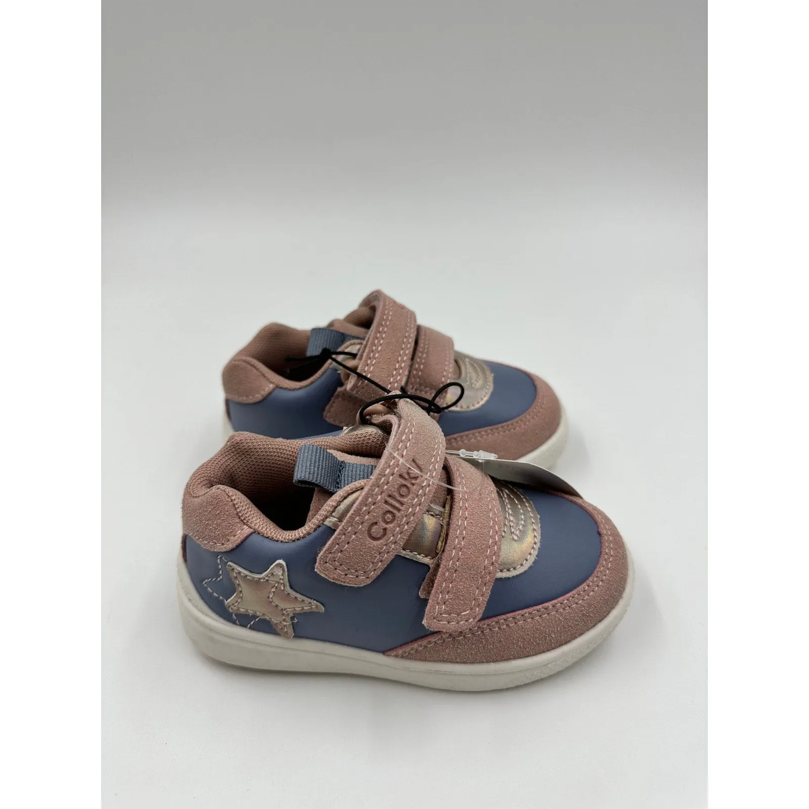 Toddler/Small Kid Size 7, Pink and Navy Suede, Toddler Sneakers w/ Straps