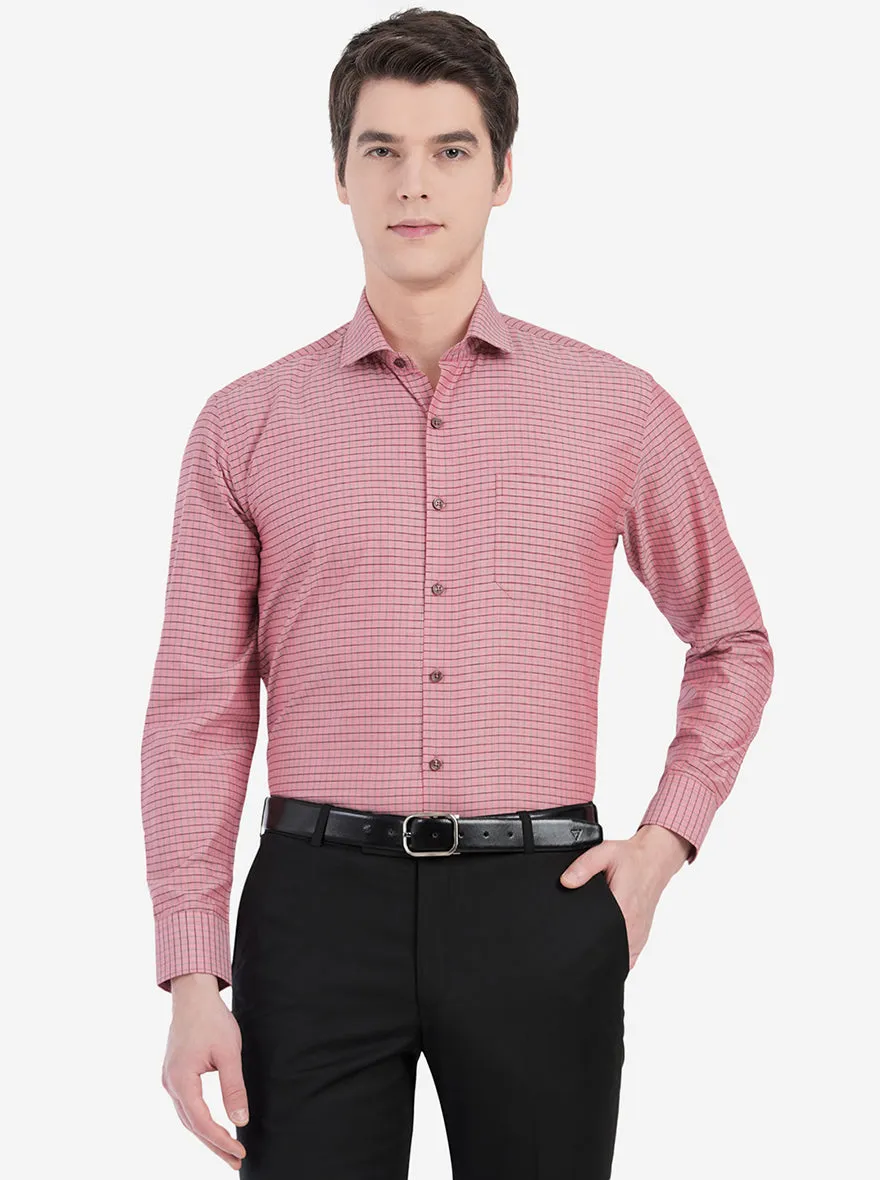 White & Orange Checked Regular Fit Formal Shirt | JadeBlue