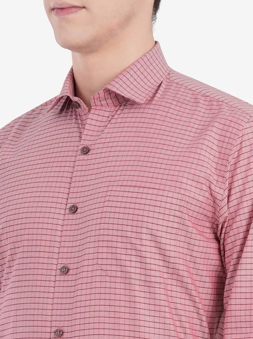 White & Orange Checked Regular Fit Formal Shirt | JadeBlue