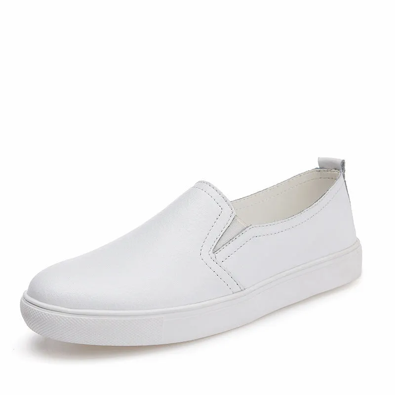 White Small Leather Shoes Korean Casual One-Legged Leather Lazy Shoes