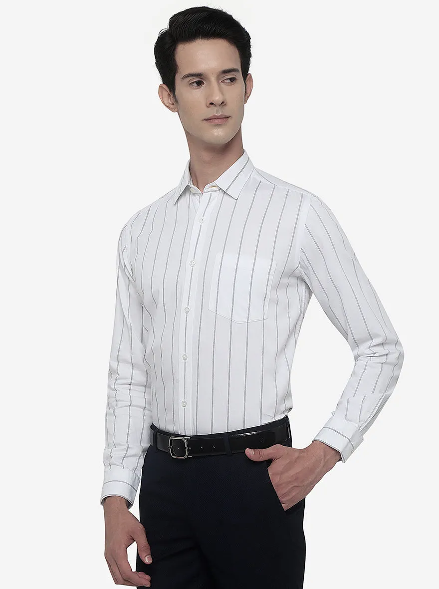 White Striped Slim Fit Casual Shirt | Greenfibre