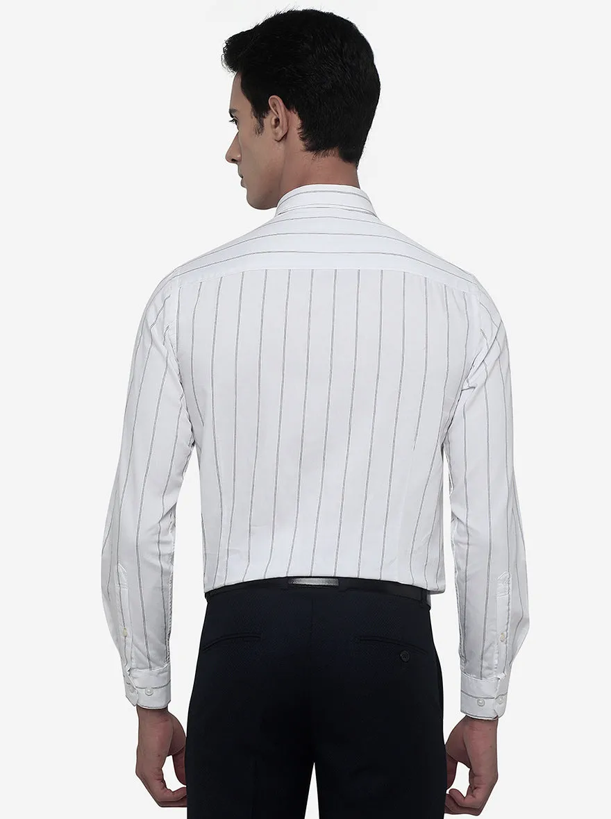 White Striped Slim Fit Casual Shirt | Greenfibre