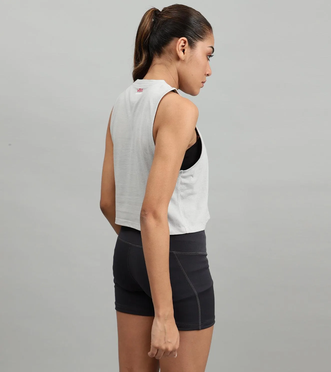 Women's crop muscle tank top Grey