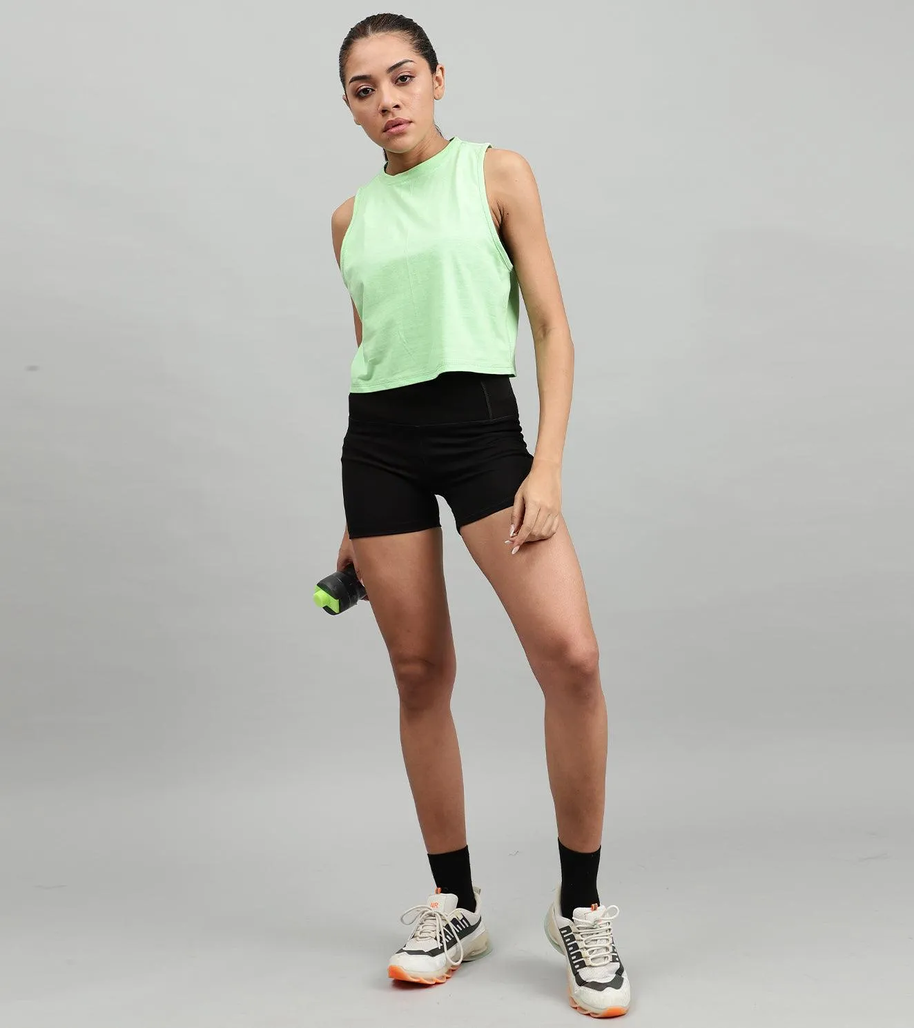 Women's crop muscle tank top Light green