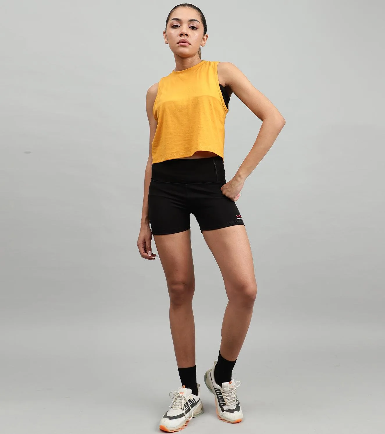 Women's crop muscle tank top mustard