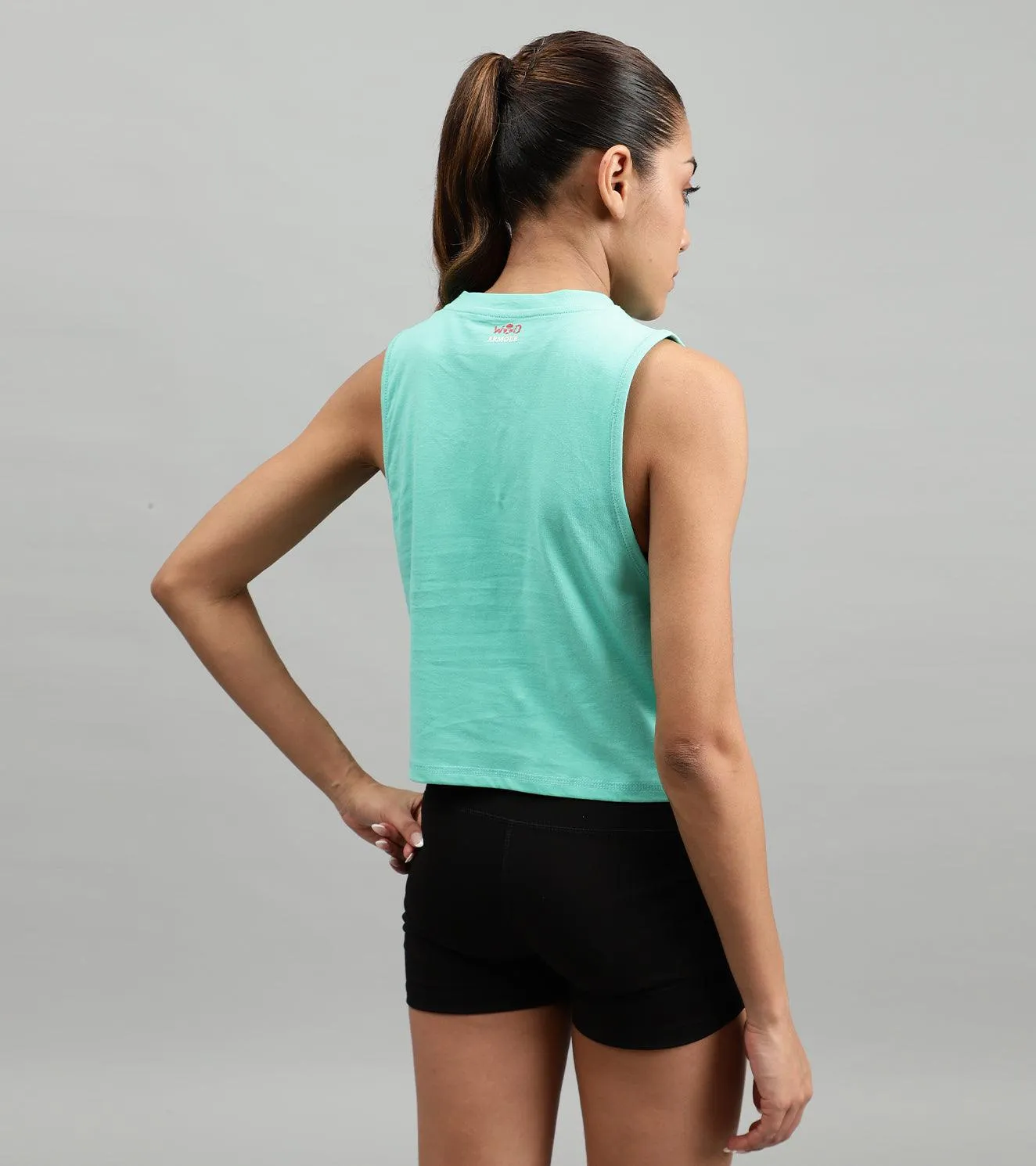 Women's crop muscle tank top Ocean green