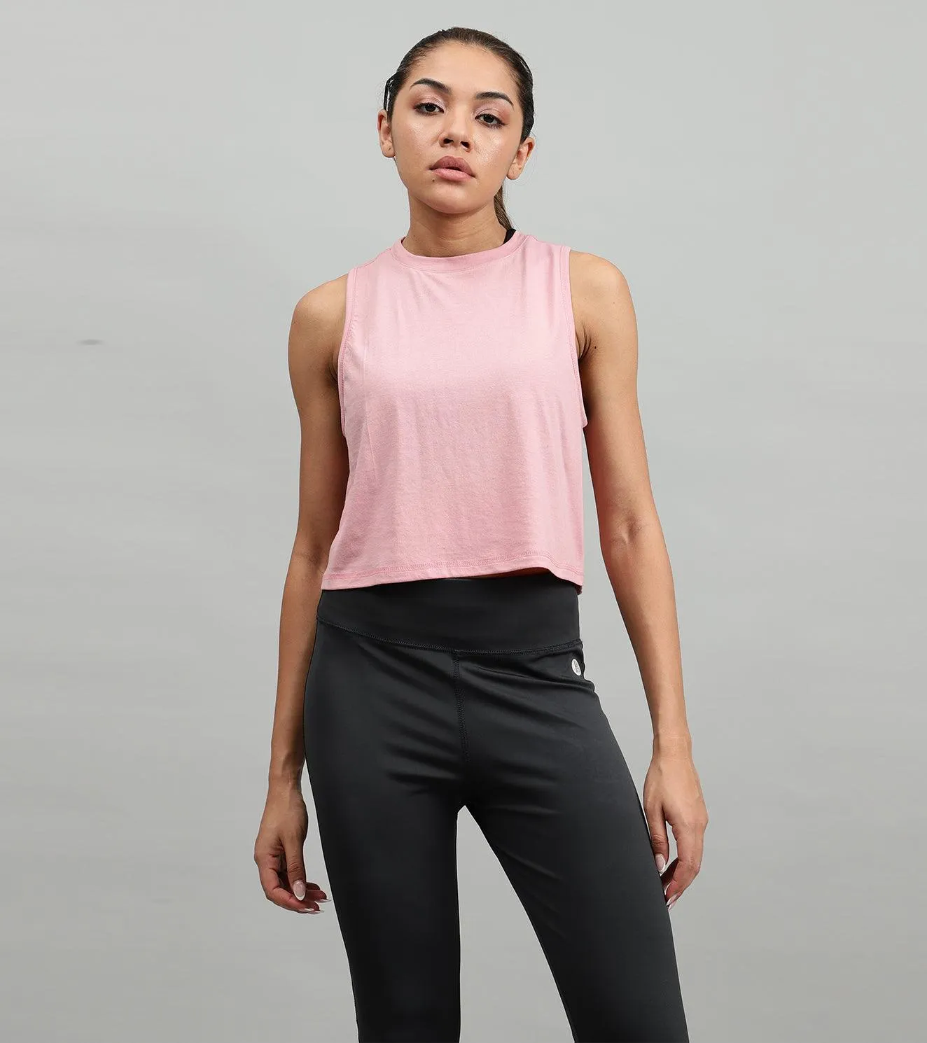 Women's crop muscle tank top Salmon