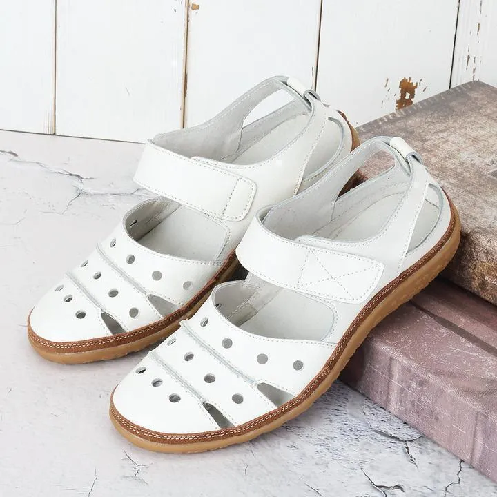 Women's Leather Hollow Hook Casual Flat Sandals