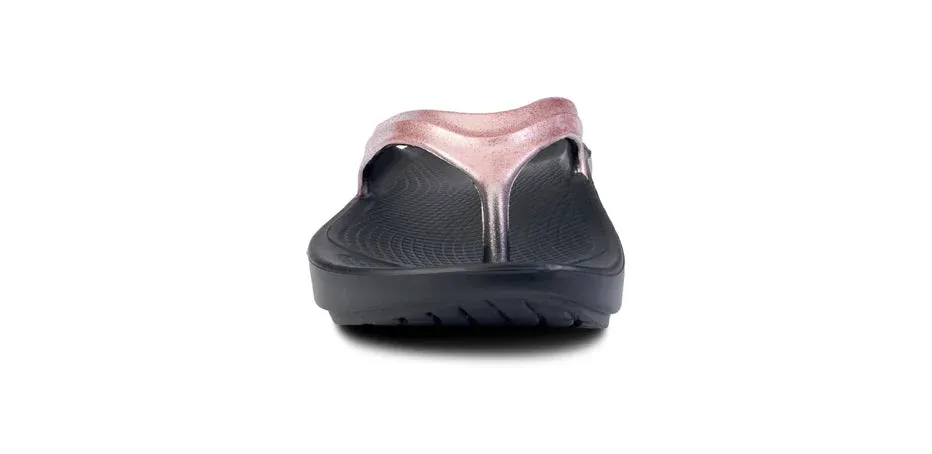 Women's Oofos OOlala Luxe Sanda Color: Rose Sparkle