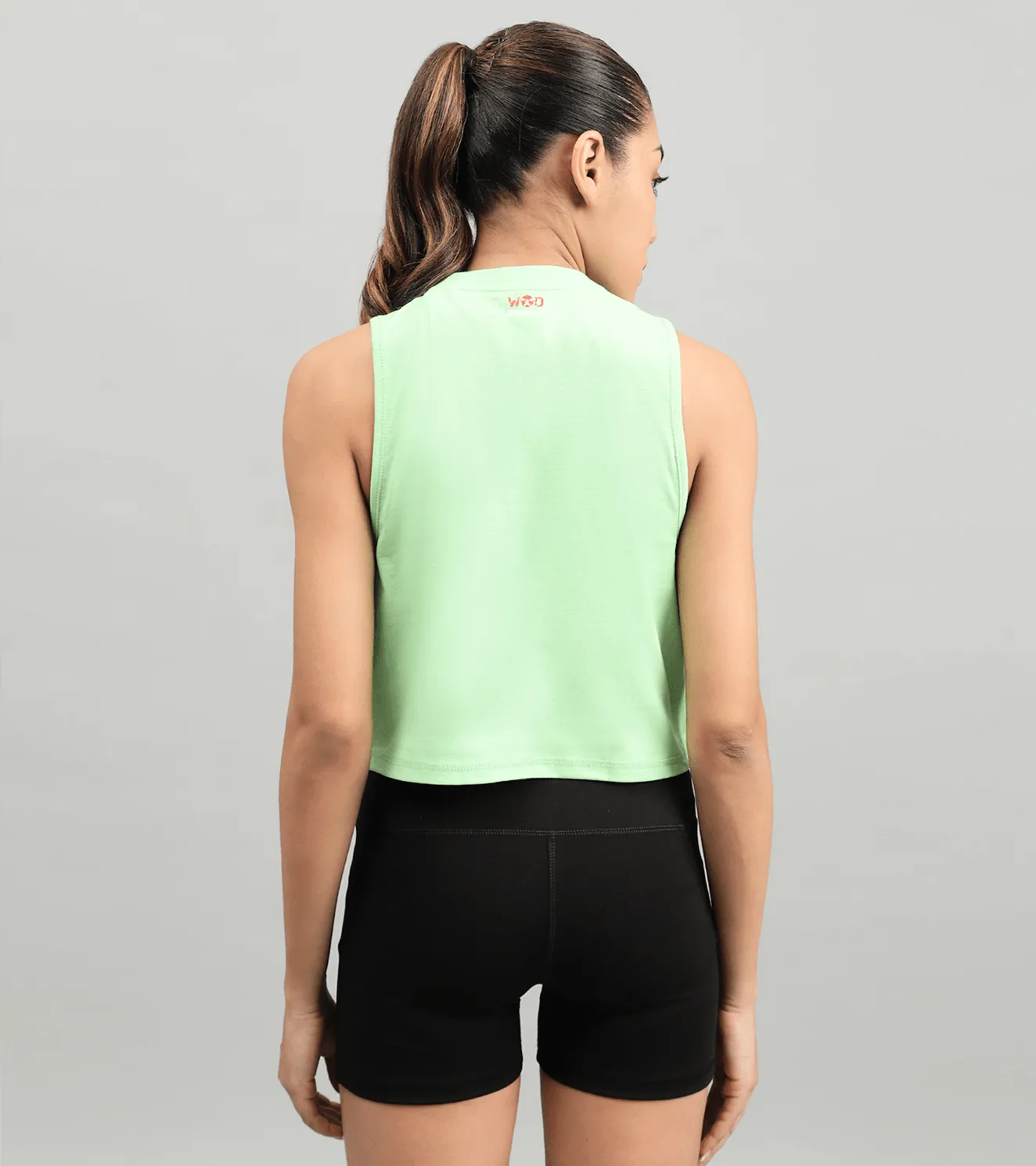 Women's She dared crop muscle tank top ( light green )