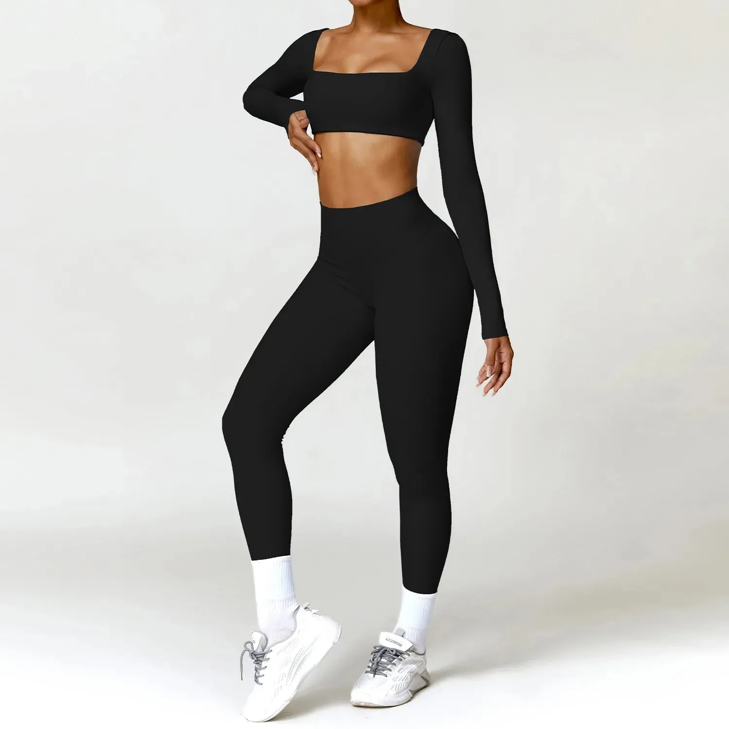 Women's Yoga 2PC Long Sleeve Gym Set