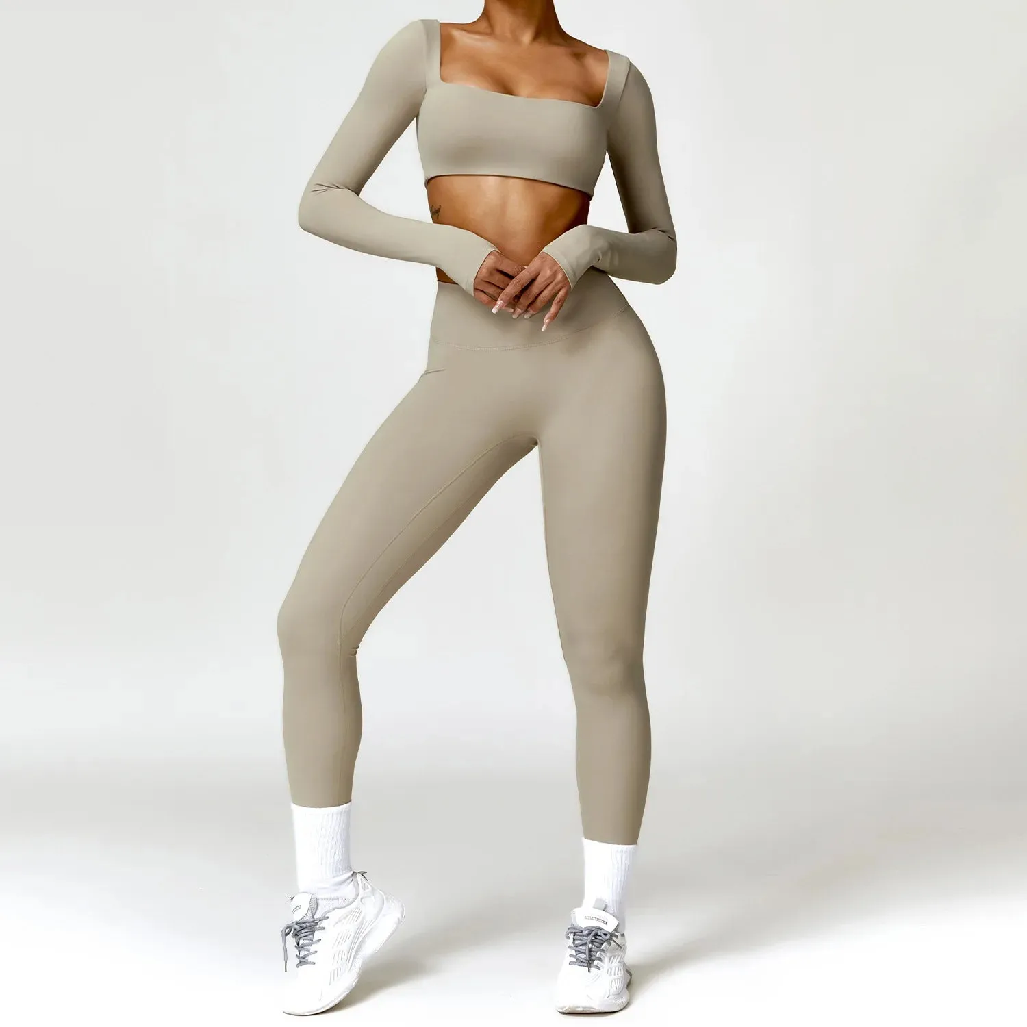 Women's Yoga 2PC Long Sleeve Gym Set